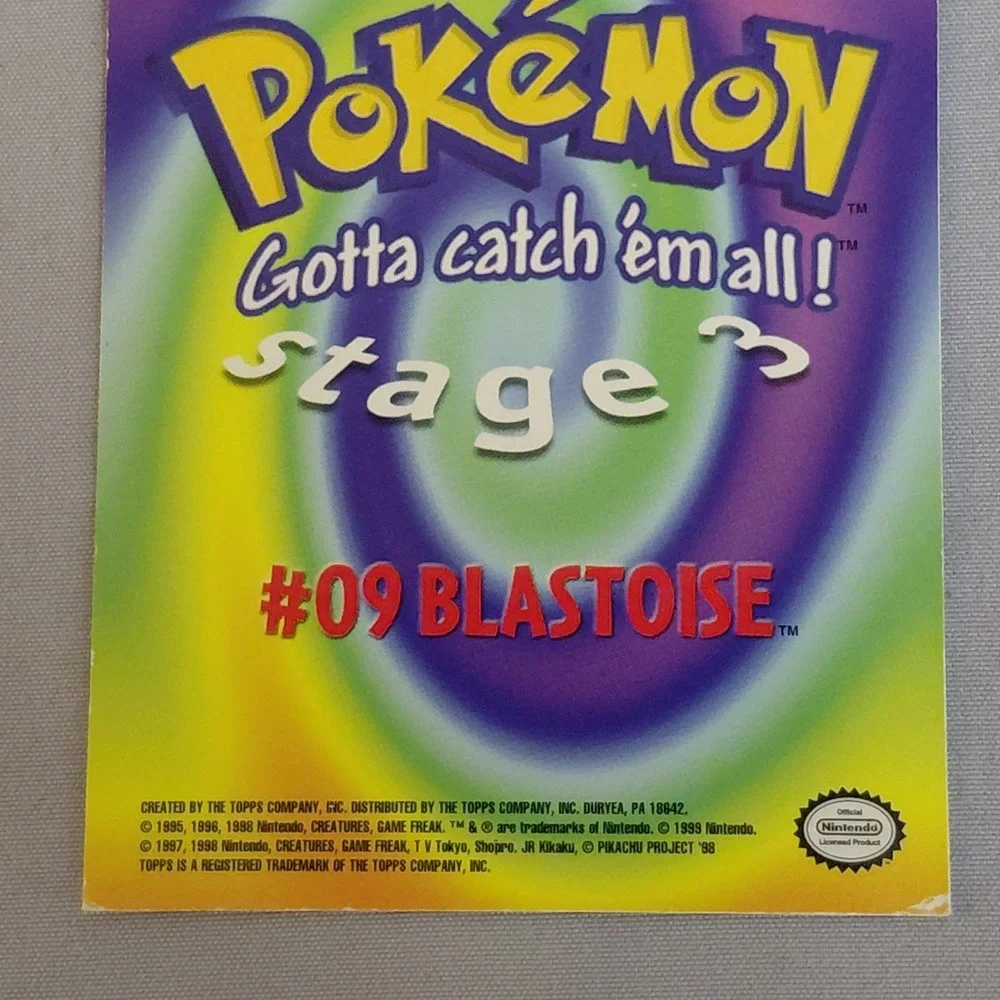 1999 Topps Pokemon Blastoise E9 Rainbow Holo Foil Blue Logo Movie Evolution